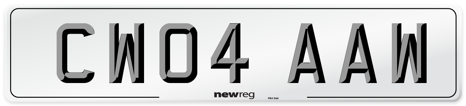CW04 AAW Number Plate from New Reg